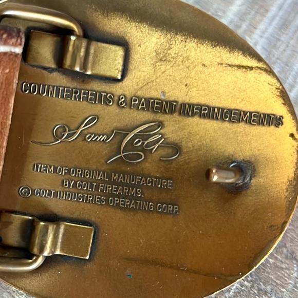 VTG Colt Firearms Buckle Signed solid brass with leather belt - men’s - Picture 2 of 12